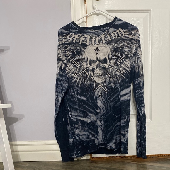 Size men’s medium/M Affliction long sleeve thermal shirt - Picture 2 of 6
